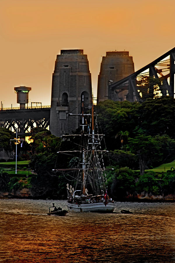 Sunset Photograph - Tall Ship In Sydney Sunset by Miroslava Jurcik