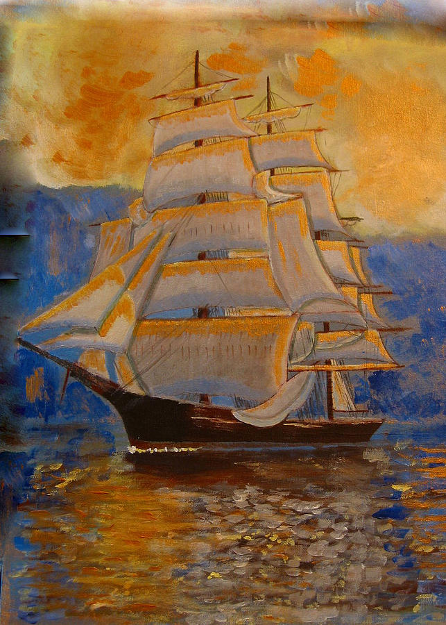 Tall Ship in the Sunset Painting by Richard Le Page