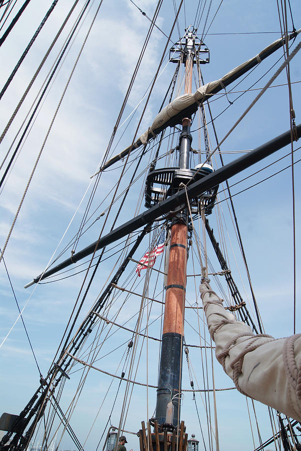 Tall Ship Riggings with Old Glory Photograph by Margie Avellino