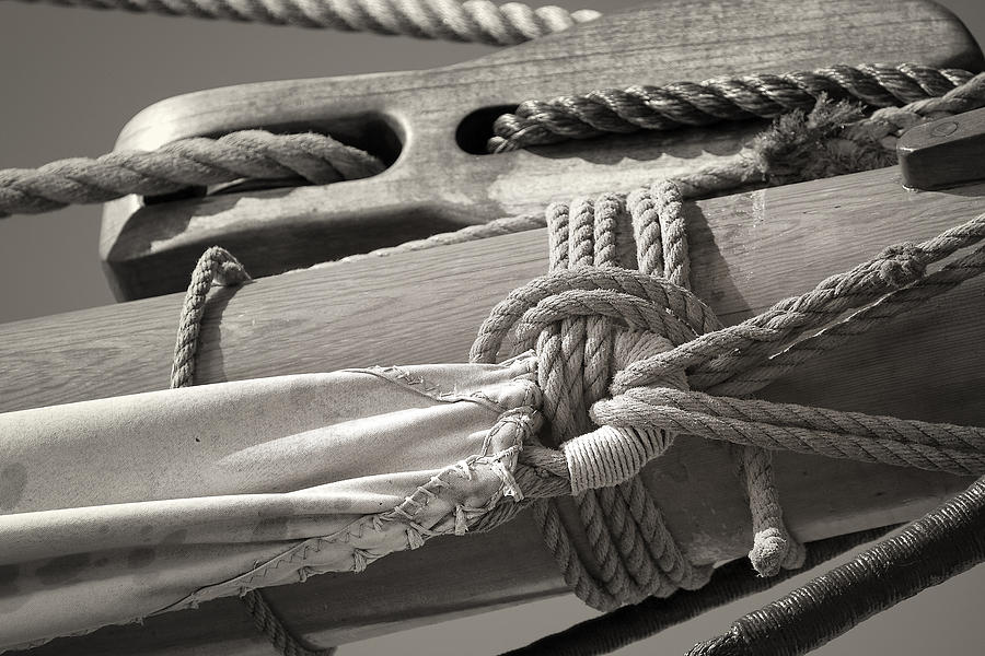 Tall Ship Photograph - Tall Ship Sail Cloth Sepia by Darius Aniunas