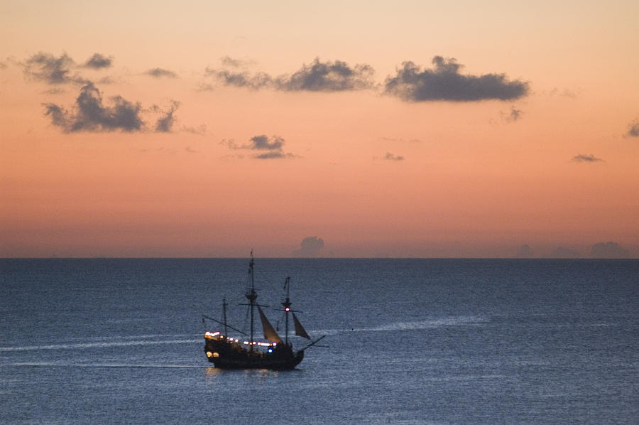 Tall Ship Sailing Into The Sunset Photograph by James Forte