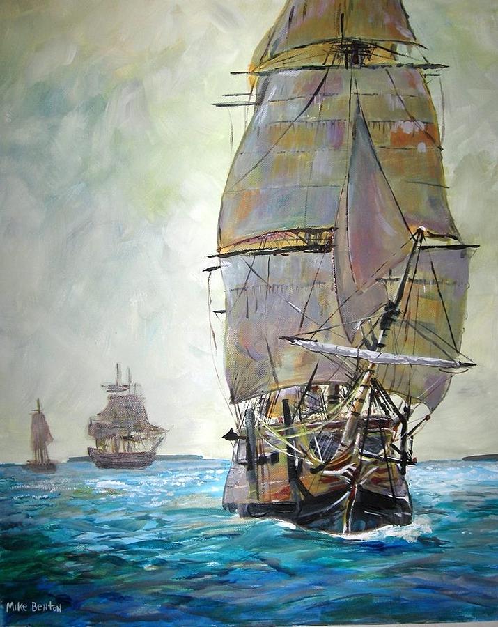 Tall Ships 2 Painting by Mike Benton