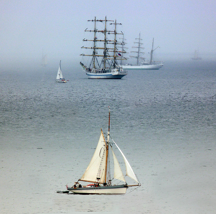 Tall Ships in the Mist Photograph by Lynn Bolt