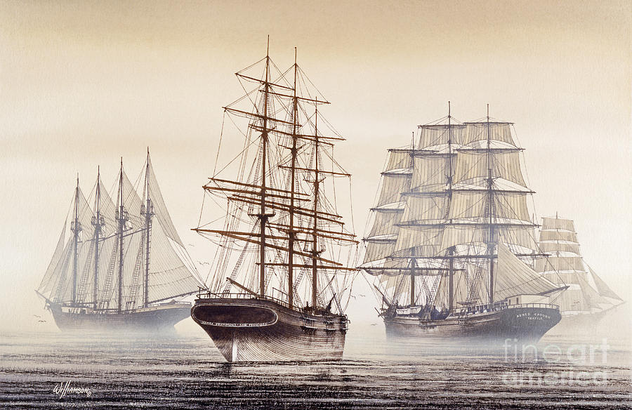Tall Ships Painting by James Williamson