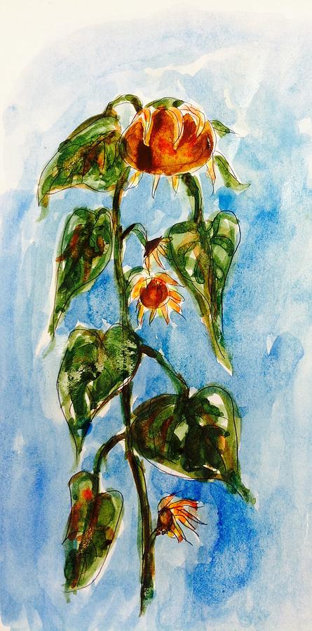 Tall sunflower  Painting by Hae Kim