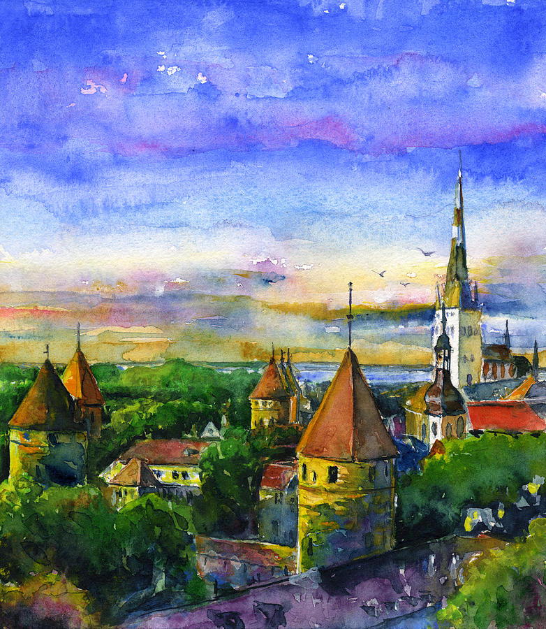 Tallinn Estonia Painting by John D Benson