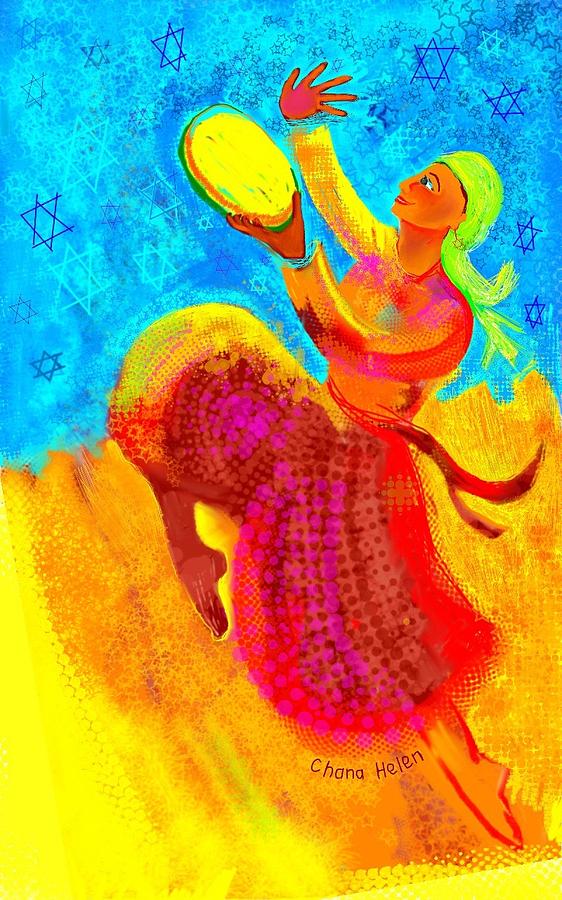 Tambourines Painting - Tambourine Joy 3 by Chana Helen Rosenberg Tambourines Painting - Tambourine Joy 3 by Chana Helen Rosenberg