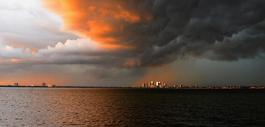Tampa and storm Photograph by David Lee Thompson