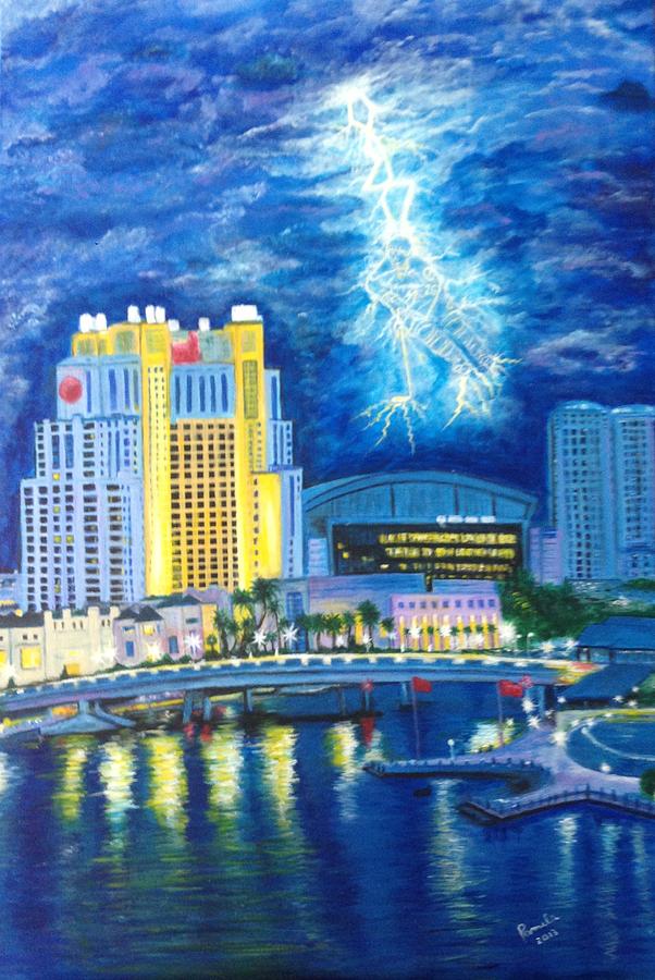 Tampa Bay Lightning scene Painting by Pamela Brown - Pixels