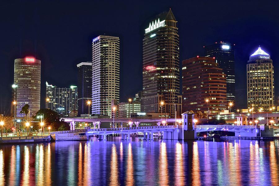 Tampa Photograph - Tampa Bay Nightscape by Frozen in Time Fine Art Photography