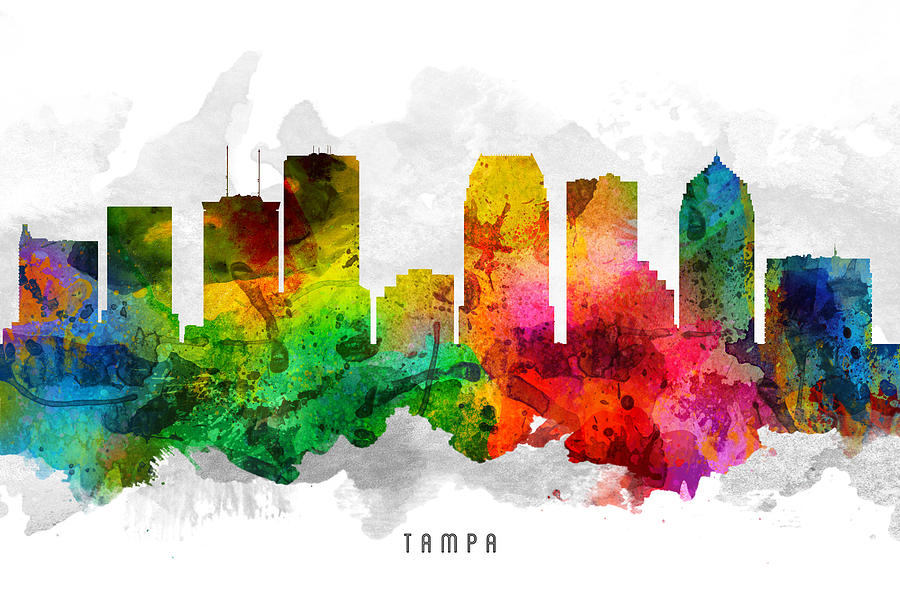 Tampa Painting - Tampa Florida Cityscape 12 by Aged Pixel