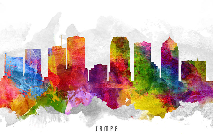 Tampa Painting - Tampa Florida Cityscape 13 by Aged Pixel