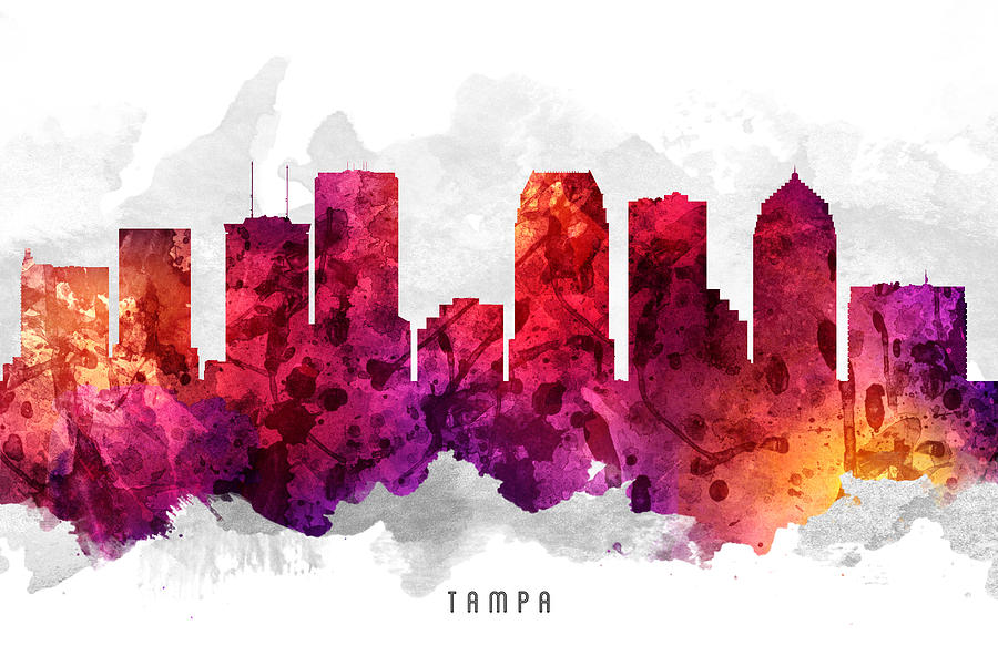 Tampa Painting - Tampa Florida Cityscape 14 by Aged Pixel