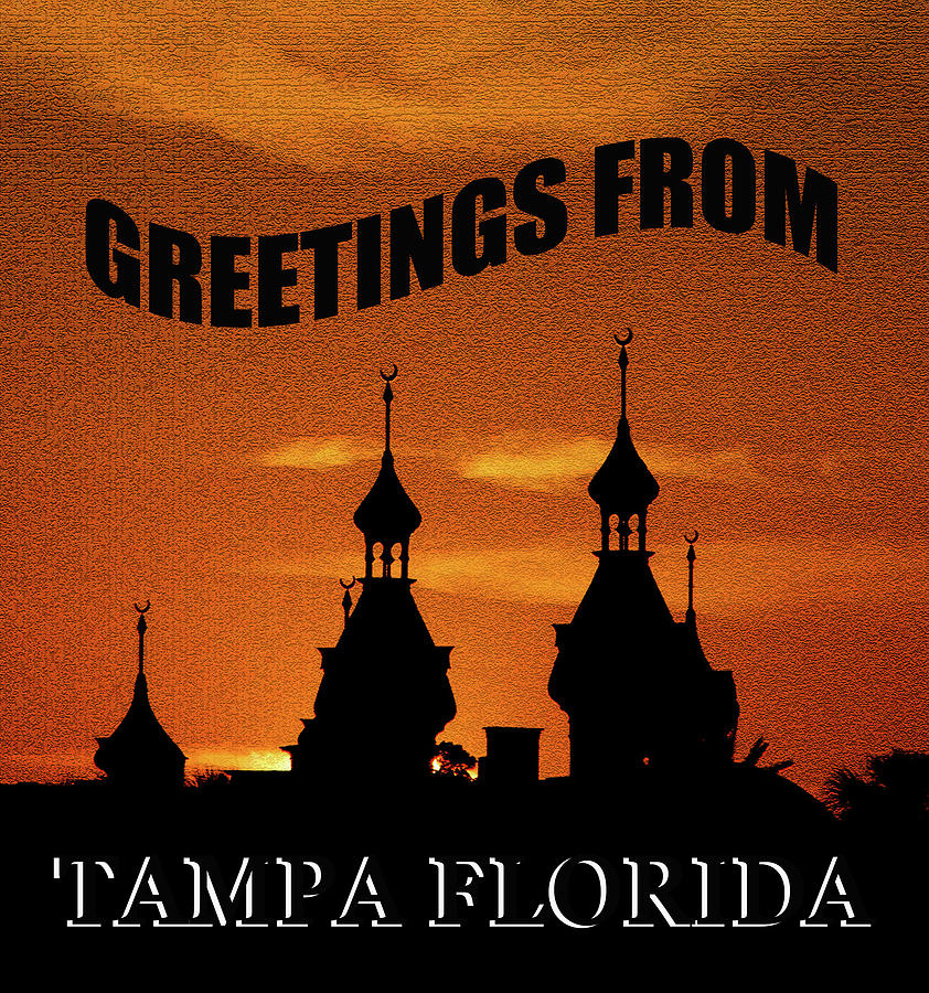 Tampa Florida custom postcard  A Mixed Media by David Lee Thompson
