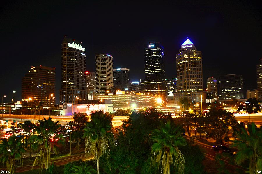 Tampa Florida Skyline At Night Photograph by Lisa Wooten
