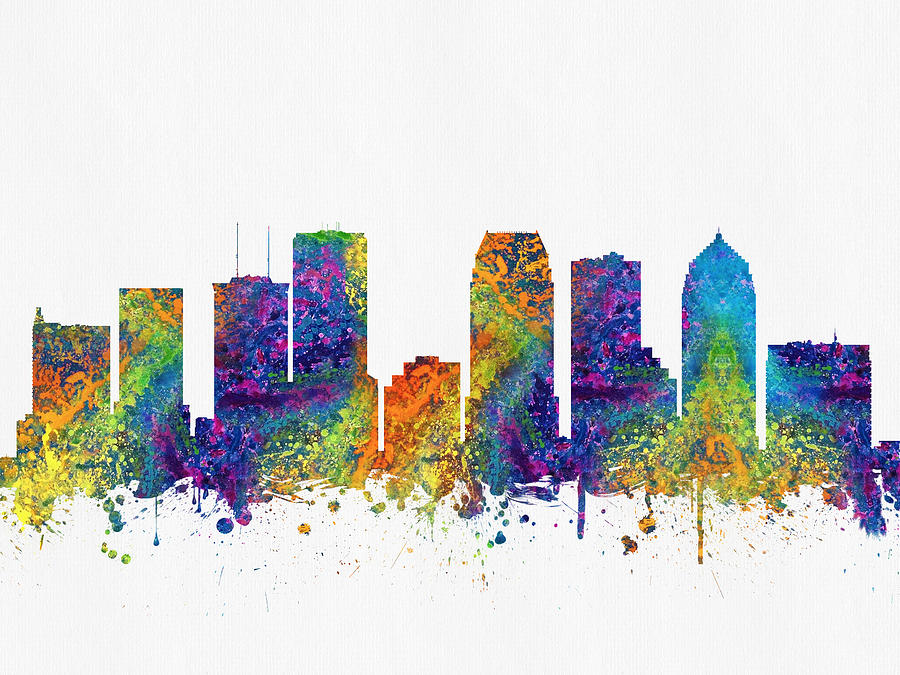Tampa Digital Art - Tampa Florida Skyline color03 by Aged Pixel