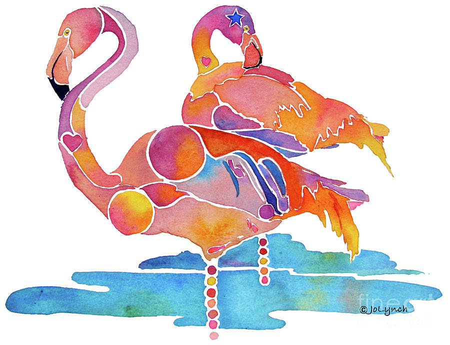 Flamingo Painting - Tampa NIC Flamingos by Jo Lynch