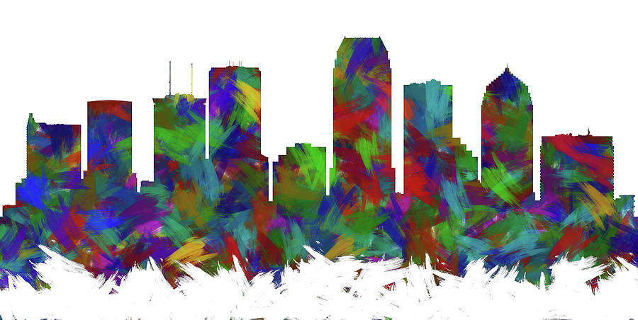 Tampa Skyline Silhouette Abstract I Digital Art