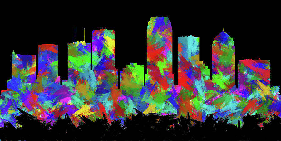 Tampa Skyline Silhouette Abstract II Digital Art