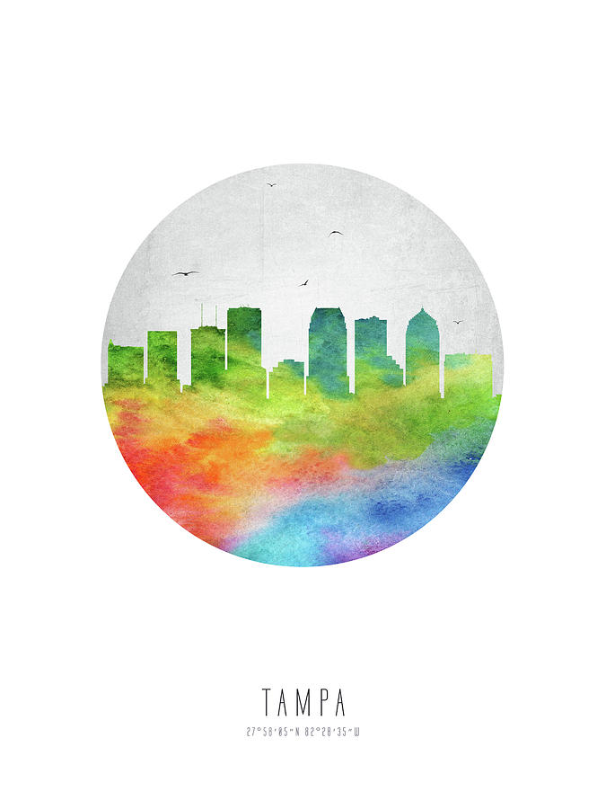 Tampa Digital Art - Tampa Skyline USFLTA20 by Aged Pixel