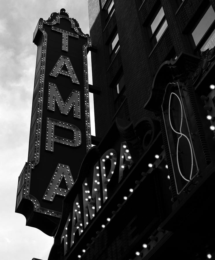 Tampa Theatre sign BW Photograph by David Lee Thompson