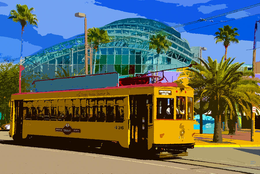 Tampa Painting - Tampa Trolley by David Lee Thompson
