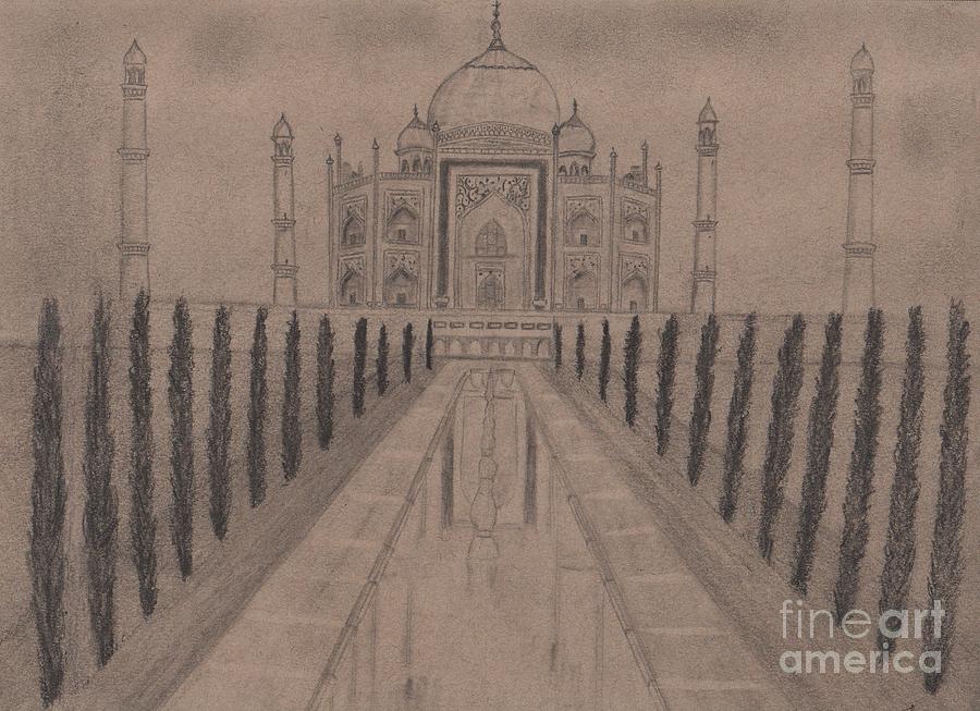 Taj Mahal Pencil Drawing Drawing By Terry Jackson