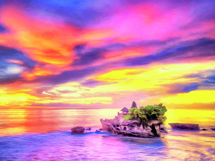 Tanah Lot Temple Sunset Bali Painting by Dominic Piperata