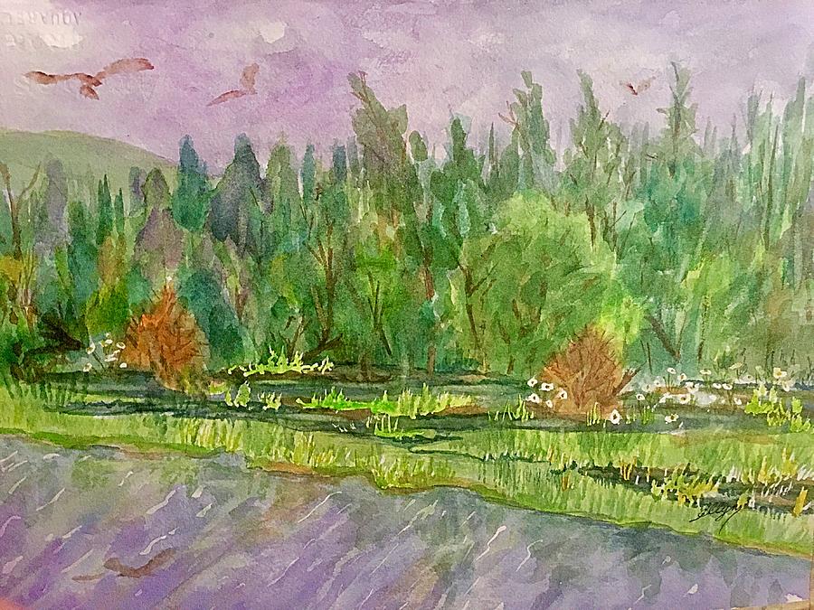 Tanana River Alaska Painting by Ellen Levinson