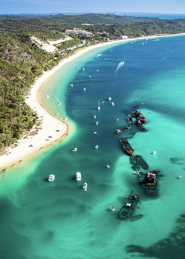 Boat Photograph - Tangalooma Wrecks by Silken Photography