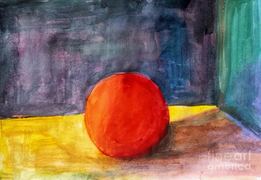 Tangerine as a Ball Painting by Vesna Antic