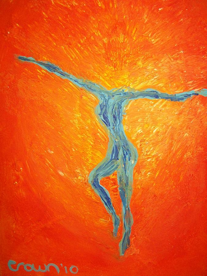 Crown Painting - Tangerine Sun by Laurette Escobar