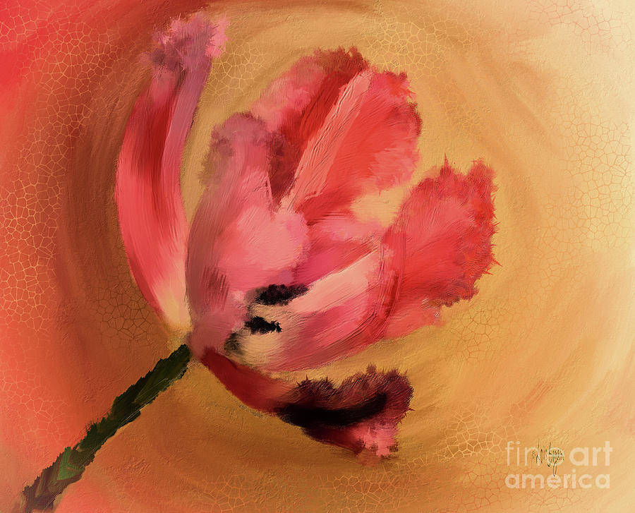 Tangerine Tulip In A Twirly Tizzy Digital Art by Lois Bryan