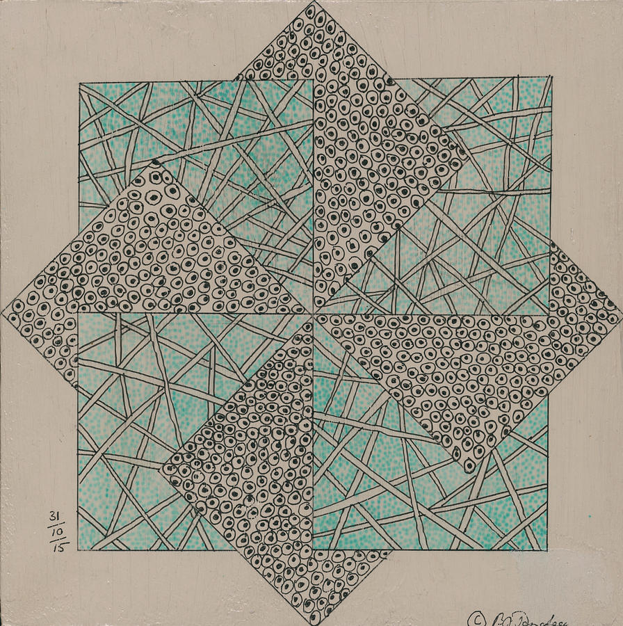 Zentangle Drawing - Tangle Block 1 by Bev Donohoe