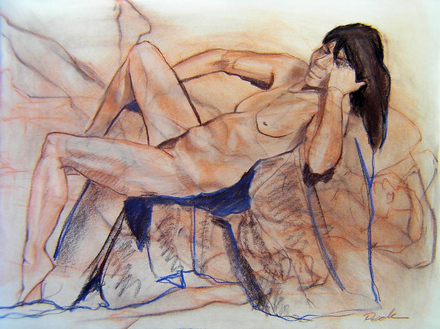 Figure Study Drawing - Tangled Up In Blue by Charles Peck