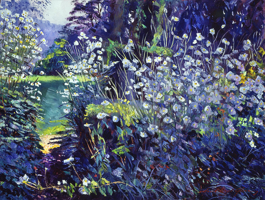Tangled White Flowers  Painting by David Lloyd Glover