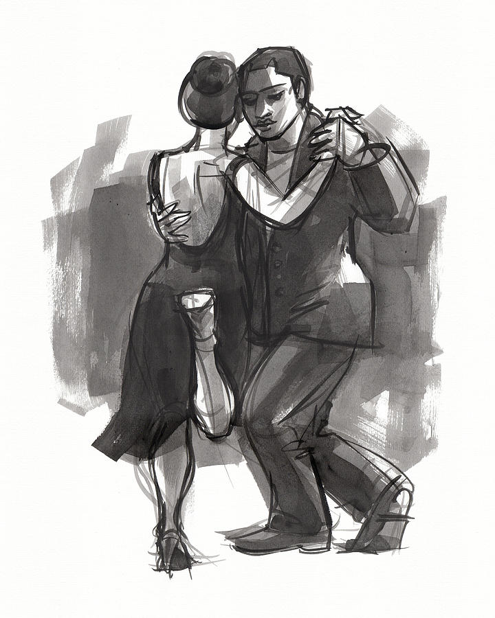 Dancers Painting - Tango 6 by Judith Kunzle Dancers Painting - Tango 6 by Judith Kunzle