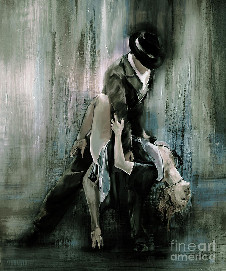 Vintage Painting - Tango couple 03 by Gull G
