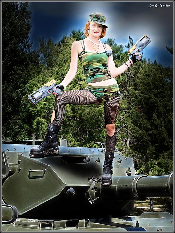 Tank Gal On Turret Painting by Jon Volden