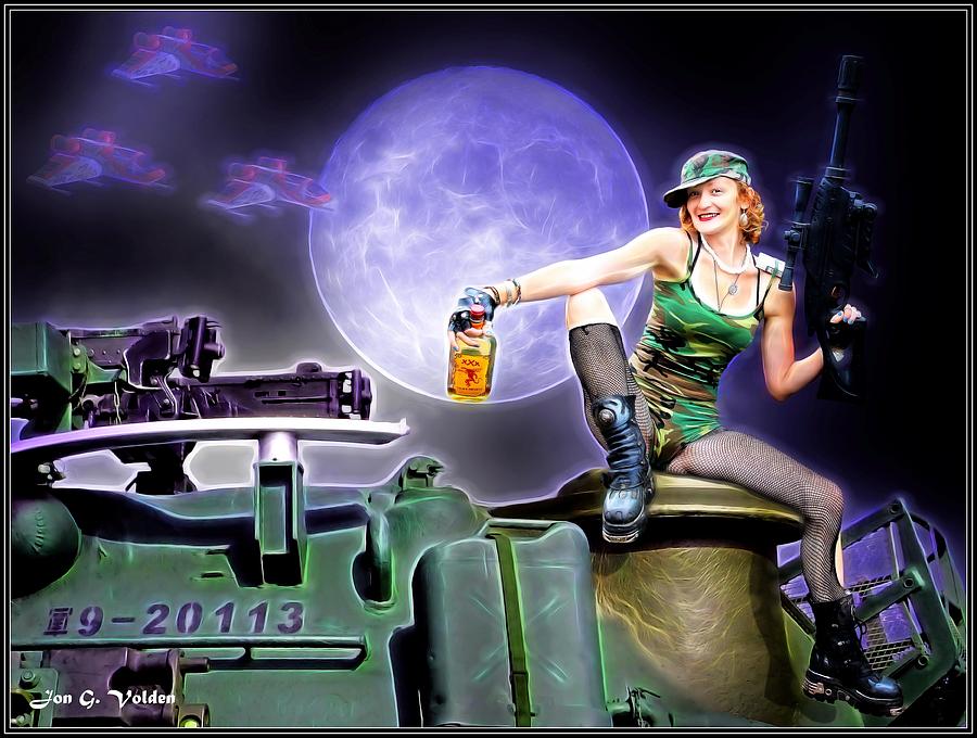 Tank Gal Preparing For Battle Painting by Jon Volden