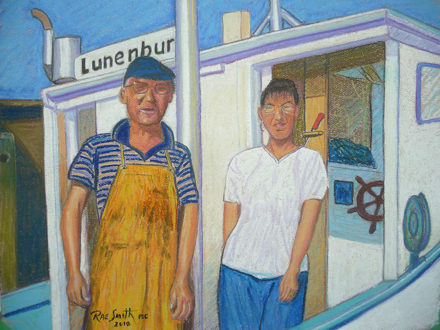 Tanners Pass Fisherman and Wife Pastel by Rae  Smith PSA