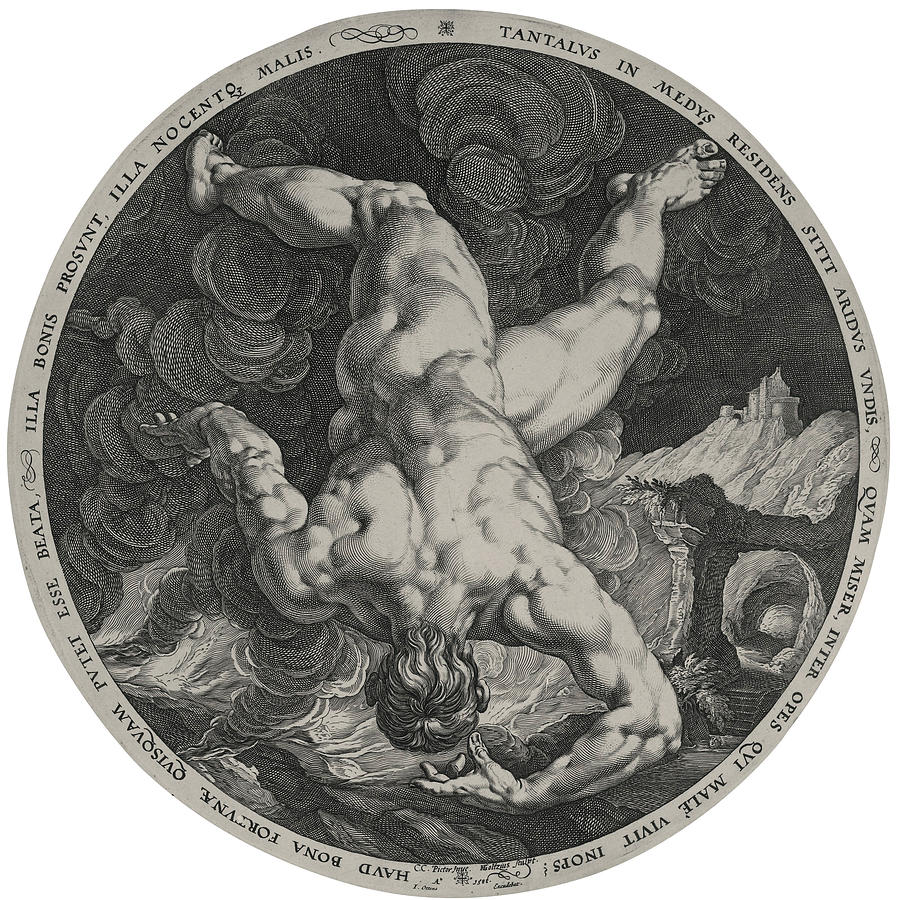 Tantalus From The Four Disgracers Series  Drawing by Hendrik Goltzius