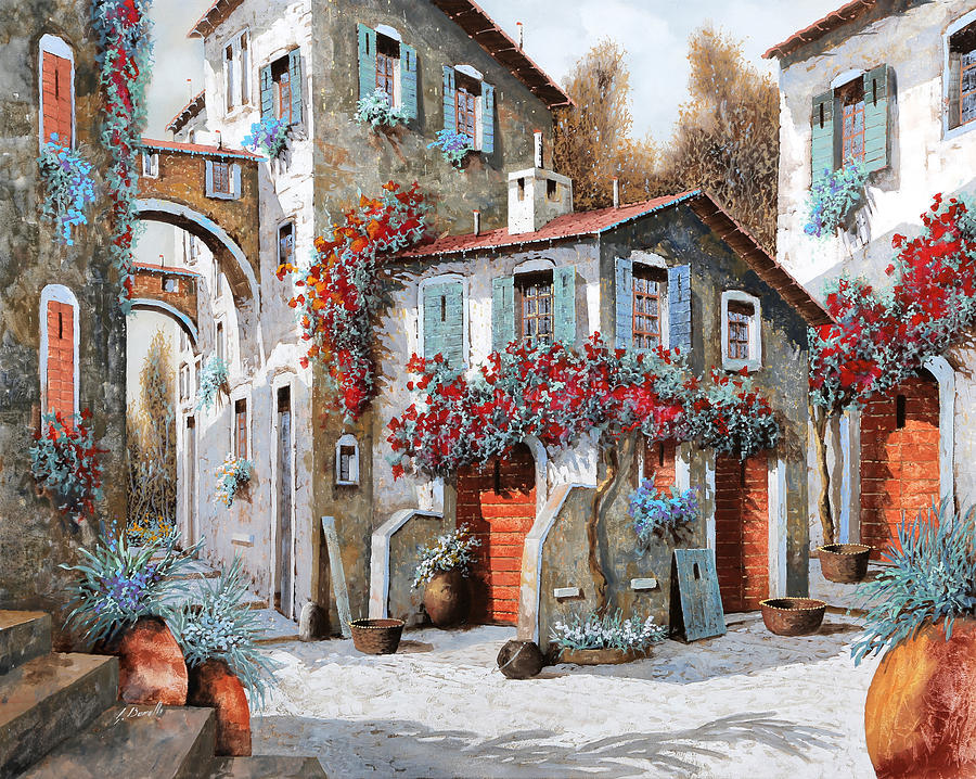 Street Scene Painting - Tanti Tanti Fiori by Guido Borelli