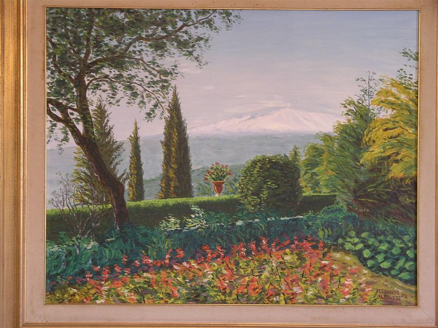 Taormina Painting - Taormina i giardini e l by Leonardo Albanese