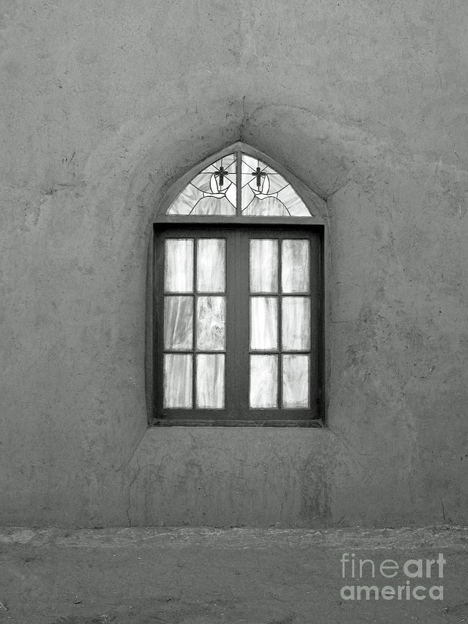 Taos Cross and Dove Window BW Photograph by Nieves Nitta