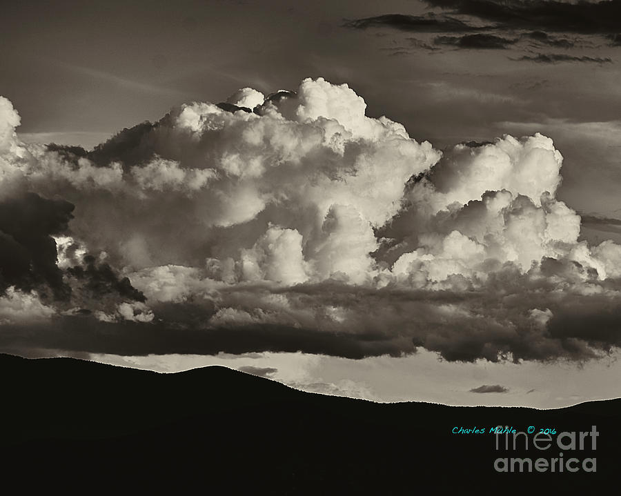 Taos Monsoons in Sepia Photograph by Charles Muhle