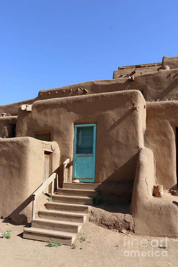 Taos Pueblo  Blue Door  Photograph by Christiane Schulze Art And Photography