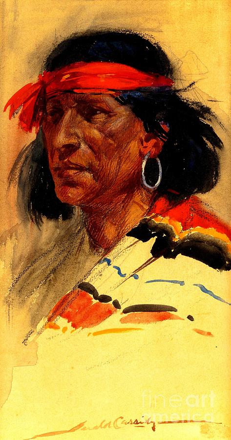Taos Pueblo Indian circa 1918 Painting by Peter Ogden