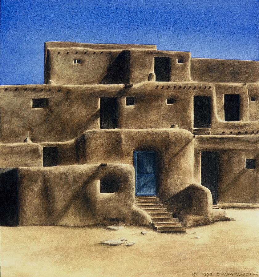 Adobe Painting - Taos Pueblo by Jimmy Magouirk