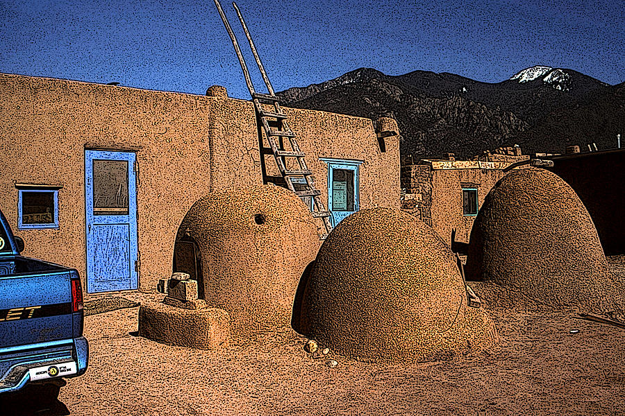 Adobe Taos Pueblo - New Mexico Artwork by Peter Potter Adobe Taos Pueblo - New Mexico Artwork by Peter Potter